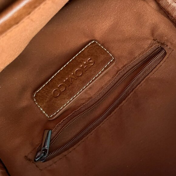 SHOMICO Certainly Chic Faux Leather Woven Backpack Chestnut main image 5